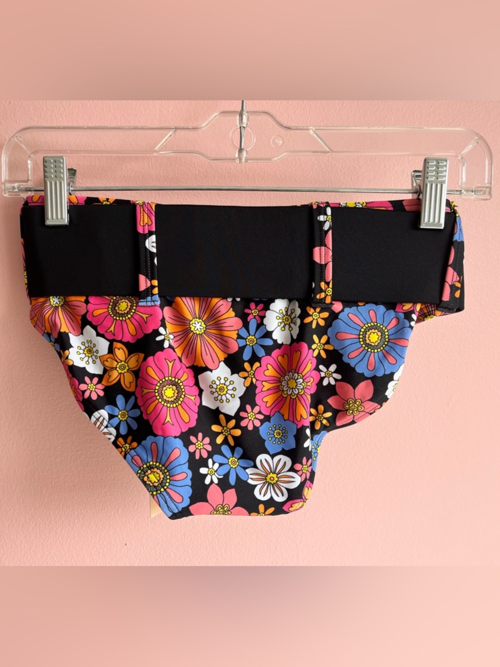 Unique Vintage Pink & Blue Floral Print Forever Glam Swim Bottom Belt XS, M, XL - Picture 4 of 9